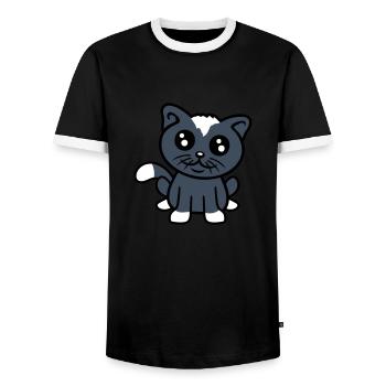Cat Pet Cute Cute Kitten Friendly - Men's Ringer Shirt - black/white - Front - AI Model Female 172 light (172cm) & AI Model Male 178 light (178cm)