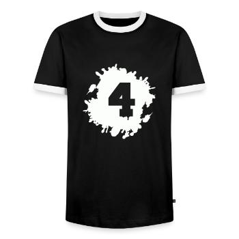 4 blobs - Men's Ringer Shirt - black/white - Front - AI Model Female 172 light (172cm) & AI Model Male 178 light (178cm)