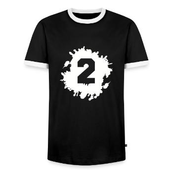 2 klecks - Männer Kontrast-T-Shirt - Schwarz/Weiß - Vorne - AI Model Female 172 light (172cm) & AI Model Male 178 light (178cm)