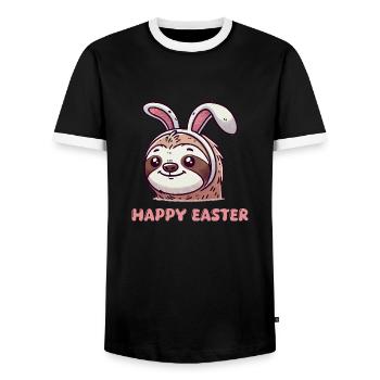 faultier sloth hase - Männer Kontrast-T-Shirt - Schwarz/Weiß - Vorne - AI Model Female 172 light (172cm) & AI Model Male 178 light (178cm)