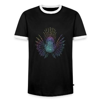 Lionfish - Men's Ringer Shirt - black/white - Front - AI Model Female 172 light (172cm) & AI Model Male 178 light (178cm)