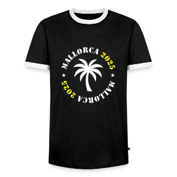 Mallorca 2025 Palme - Männer Kontrast-T-Shirt - Schwarz/Weiß - Vorne - AI Model Female 172 light (172cm) & AI Model Male 178 light (178cm)