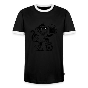 Beer Monkey Football - Men's Ringer Shirt - black/white - Front - AI Model Female 172 light (172cm) & AI Model Male 178 light (178cm)