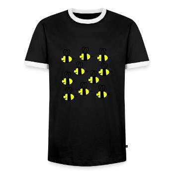 swarm of friendly bees - Men's Ringer Shirt - black/white - Front - AI Model Female 172 light (172cm) & AI Model Male 178 light (178cm)