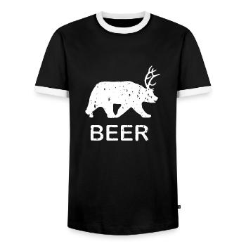 Beer Bär Bier Jagd - Men's Ringer Shirt - black/white - Front - AI Model Female 172 light (172cm) & AI Model Male 178 light (178cm)