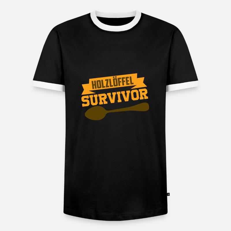 KOCH HOLZLÖFFEL - Männer Kontrast-T-Shirt - Schwarz/Weiß