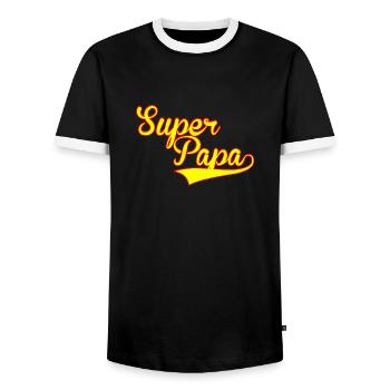 super papa - Männer Kontrast-T-Shirt - Schwarz/Weiß - Vorne - AI Model Female 172 light (172cm) & AI Model Male 178 light (178cm)