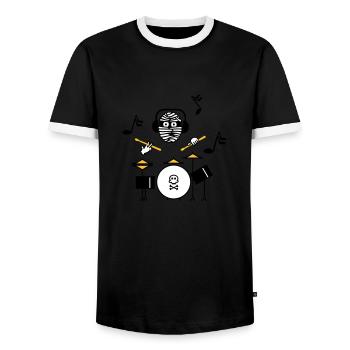Momies Drummer / Mummy drummer (3c) - T-shirt contrasté Homme - noir/blanc - Devant - AI Model Female 172 light (172cm) & AI Model Male 178 light (178cm)