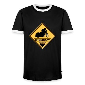 Speedway - Männer Kontrast-T-Shirt - Schwarz/Weiß - Vorne - AI Model Female 172 light (172cm) & AI Model Male 178 light (178cm)