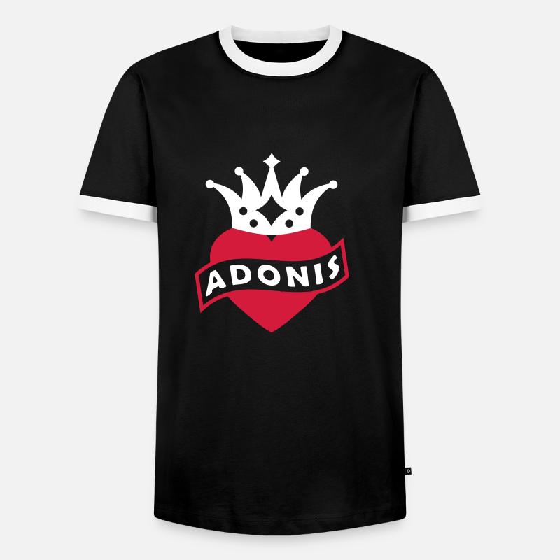 Mit Herz & Krone - ADONIS - Männer Kontrast-T-Shirt - Schwarz/Weiß