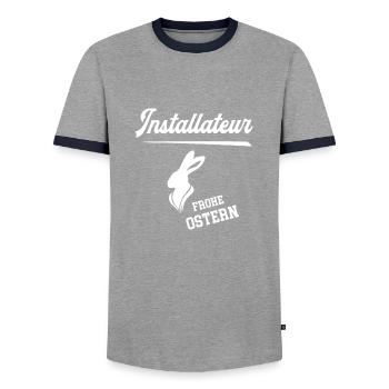 Installateur Frohe Ostern Ostergeschenk Klempner - Männer Kontrast-T-Shirt - Grau/Navy  - Vorne - AI Model Female 172 light (172cm) & AI Model Male 178 light (178cm)