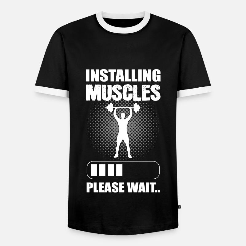 Installing Muscles Please Wait Bodybuilder - Männer Kontrast-T-Shirt - Schwarz/Weiß