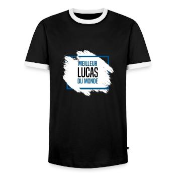 Lucas - T-shirt contrasté Homme - noir/blanc - Devant - AI Model Female 172 light (172cm) & AI Model Male 178 light (178cm)