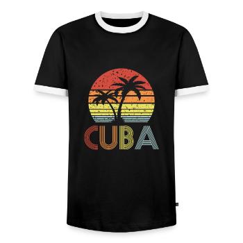 Cuba - Men's Ringer Shirt - black/white - Front - AI Model Female 172 light (172cm) & AI Model Male 178 light (178cm)