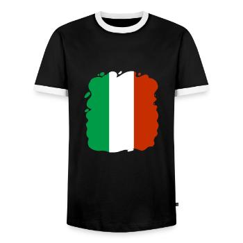 Drapeau de l’Italie Vintage Drapeau italien Look vieilli - T-shirt contrasté Homme - noir/blanc - Devant - AI Model Female 172 light (172cm) & AI Model Male 178 light (178cm)