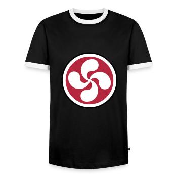 Croix du Pays Basque - T-shirt contrasté Homme - noir/blanc - Devant - AI Model Female 172 light (172cm) & AI Model Male 178 light (178cm)