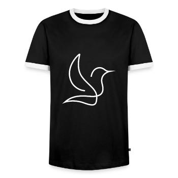 bird - Men's Ringer Shirt - black/white - Front - AI Model Female 172 light (172cm) & AI Model Male 178 light (178cm)