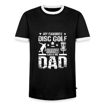 Mon lecteur de disc golf préféré m’appelle papa - T-shirt contrasté Homme - noir/blanc - Devant - AI Model Female 172 light (172cm) & AI Model Male 178 light (178cm)
