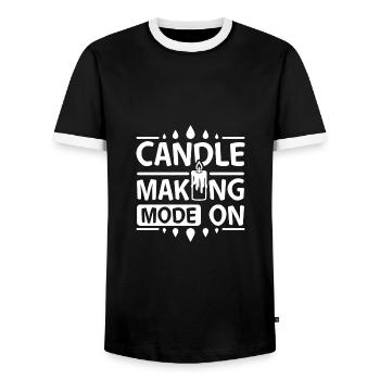Candle making mode on - Männer Kontrast-T-Shirt - Schwarz/Weiß - Vorne - AI Model Female 172 light (172cm) & AI Model Male 178 light (178cm)