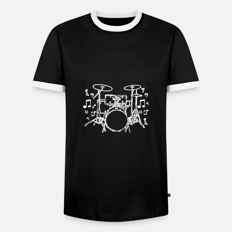 Drawn painted drum set - Men's Ringer Shirt - black/white