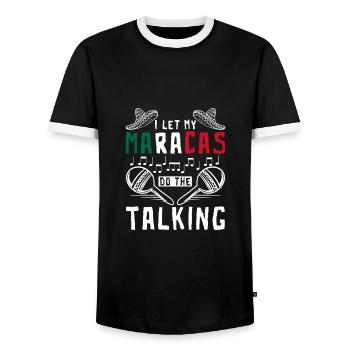 I let my maracas do the talking - Men's Ringer Shirt - black/white - Front - AI Model Female 172 light (172cm) & AI Model Male 178 light (178cm)