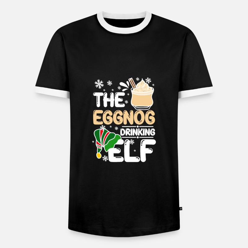 The eggnog drinking elf - Männer Kontrast-T-Shirt - Schwarz/Weiß