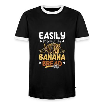 Easily distracted by banana bread - Männer Kontrast-T-Shirt - Schwarz/Weiß - Vorne - AI Model Female 172 light (172cm) & AI Model Male 178 light (178cm)