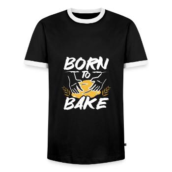Baking bread born to bake - Männer Kontrast-T-Shirt - Schwarz/Weiß - Vorne - AI Model Female 172 light (172cm) & AI Model Male 178 light (178cm)