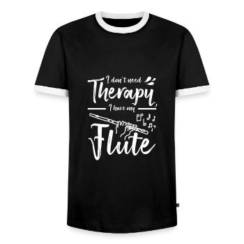 I don't need therapy I have my flute - Men's Ringer Shirt - black/white - Front - AI Model Female 172 light (172cm) & AI Model Male 178 light (178cm)