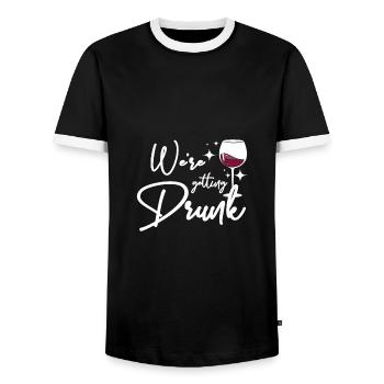For the Bride, Team We're getting drunk - Männer Kontrast-T-Shirt - Schwarz/Weiß - Vorne - AI Model Female 172 light (172cm) & AI Model Male 178 light (178cm)