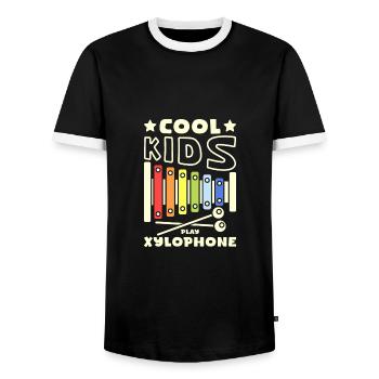 Xylophonist children cool kids play xylophone - Men's Ringer Shirt - black/white - Front - AI Model Female 172 light (172cm) & AI Model Male 178 light (178cm)