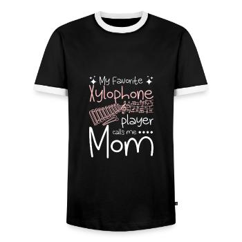 My favorite xylophone player calls me mom - Men's Ringer Shirt - black/white - Front - AI Model Female 172 light (172cm) & AI Model Male 178 light (178cm)