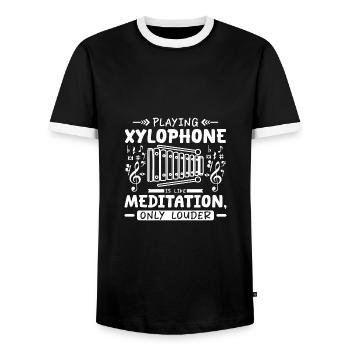 Playing xylophone is like meditation only louder - Men's Ringer Shirt - black/white - Front - AI Model Female 172 light (172cm) & AI Model Male 178 light (178cm)