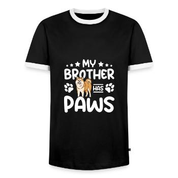 My Akita brother has paws - Men's Ringer Shirt - black/white - Front - AI Model Female 172 light (172cm) & AI Model Male 178 light (178cm)