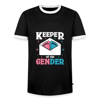 Keeper of the gender - Männer Kontrast-T-Shirt - Schwarz/Weiß - Vorne - AI Model Female 172 light (172cm) & AI Model Male 178 light (178cm)