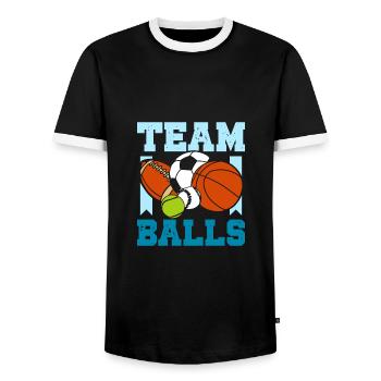 Gender Reveal Team boy team balls - Männer Kontrast-T-Shirt - Schwarz/Weiß - Vorne - AI Model Female 172 light (172cm) & AI Model Male 178 light (178cm)