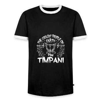 Les gens les plus cool du monde jouent aux timbales - T-shirt contrasté Homme - noir/blanc - Devant - AI Model Female 172 light (172cm) & AI Model Male 178 light (178cm)