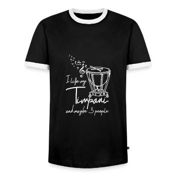 J’aime mes timbales et peut-être 3 personnes - T-shirt contrasté Homme - noir/blanc - Devant - AI Model Female 172 light (172cm) & AI Model Male 178 light (178cm)