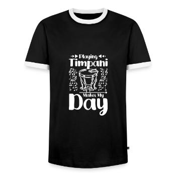 Jouer aux timbales fait ma journée - T-shirt contrasté Homme - noir/blanc - Devant - AI Model Female 172 light (172cm) & AI Model Male 178 light (178cm)