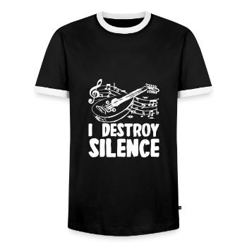 I destroy silence Oud - Men's Ringer Shirt - black/white - Front - AI Model Female 172 light (172cm) & AI Model Male 178 light (178cm)