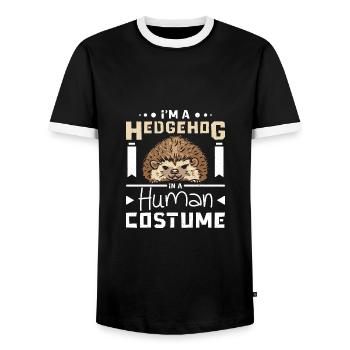 Je suis un hérisson en costume humain - T-shirt contrasté Homme - noir/blanc - Devant - AI Model Female 172 light (172cm) & AI Model Male 178 light (178cm)