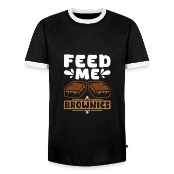 Nourrissez-moi de brownies - T-shirt contrasté Homme - noir/blanc - Devant - AI Model Female 172 light (172cm) & AI Model Male 178 light (178cm)