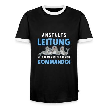 Anstaltsleitung Alle Robben Hören Auf Mein Befehl - Männer Kontrast-T-Shirt - Schwarz/Weiß - Vorne - AI Model Female 172 light (172cm) & AI Model Male 178 light (178cm)