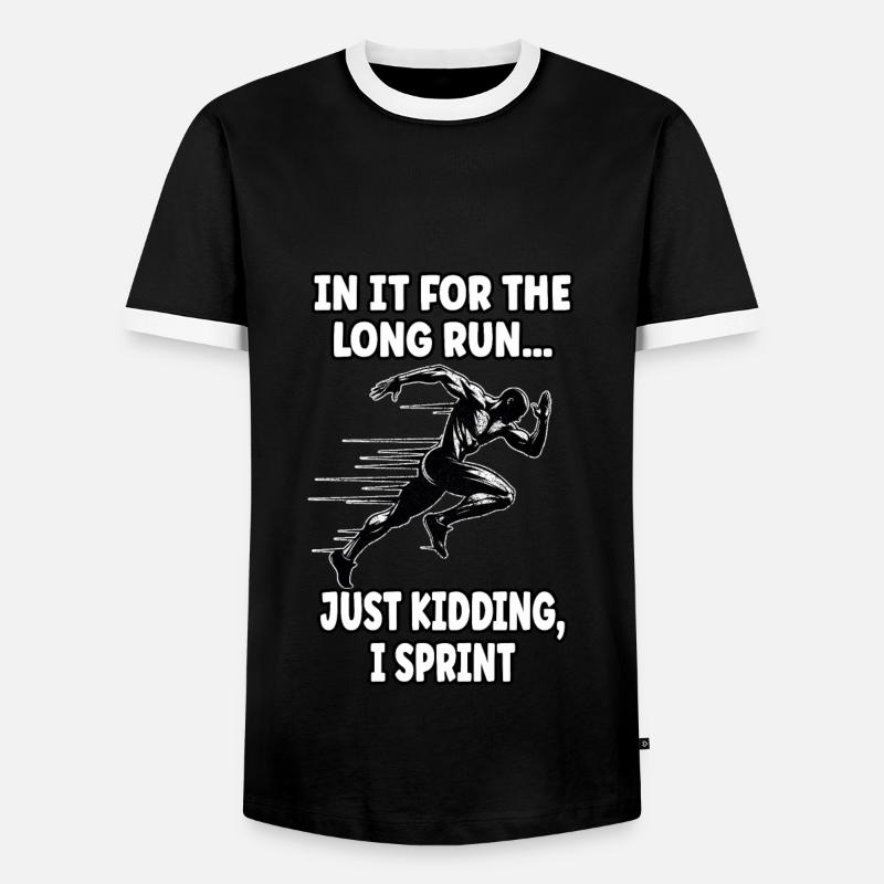 Bahnläufer Sprinter Sprint 100m Sprinter - Männer Kontrast-T-Shirt - Schwarz/Weiß