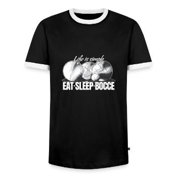 Eat Sleep Bocce Ball Set avec Jack Bocci Game - T-shirt contrasté Homme - noir/blanc - Devant - AI Model Female 172 light (172cm) & AI Model Male 178 light (178cm)