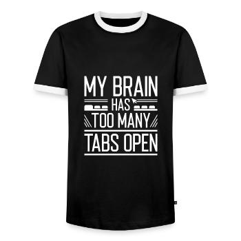 My Brain Has Too Many Tabs Open - Men's Ringer Shirt - black/white - Front - AI Model Female 172 light (172cm) & AI Model Male 178 light (178cm)