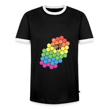 Regenbogen Imker Geschenk - Männer Kontrast-T-Shirt - Schwarz/Weiß - Vorne - AI Model Female 172 light (172cm) & AI Model Male 178 light (178cm)