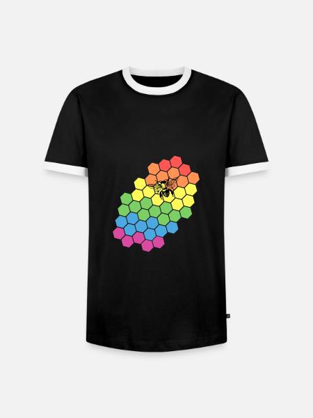 Rainbow Beekeeper Gift - Men's Ringer Shirt - black/white