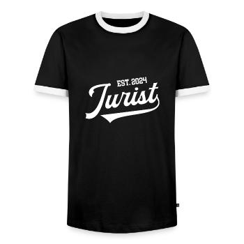 Jurist Staatsexamen Bestanden Studium Jura 2024 - Männer Kontrast-T-Shirt - Schwarz/Weiß - Vorne - AI Model Female 172 light (172cm) & AI Model Male 178 light (178cm)