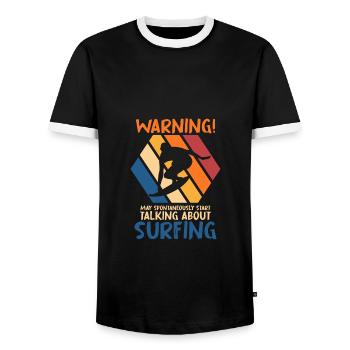Surf Plage Surf Surf Été Océan Vagues Amour - T-shirt contrasté Homme - noir/blanc - Devant - AI Model Female 172 light (172cm) & AI Model Male 178 light (178cm)